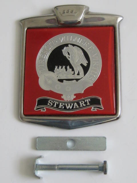 Click the image for more info STEWART COAT OF ARMS, FAMILY CREST CAR BADGE STEWART