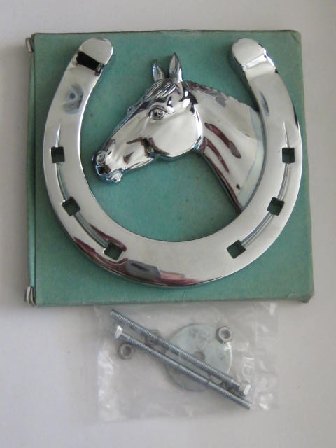 Click the image for more info HORSE SHOE CAR BADGE MASCOT HORSE
