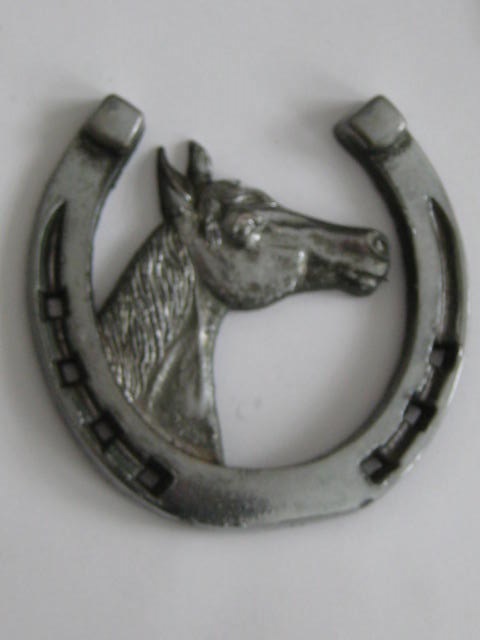 Click the image for more info HORSE SHOE CAR BADGE MASCOT HORSE