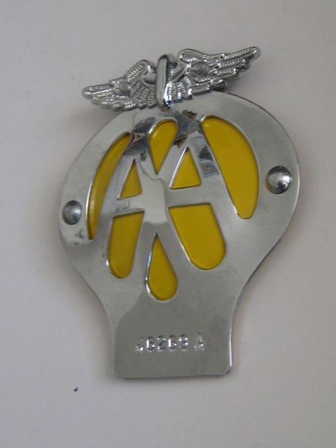 Click the image for more info RARE TO FIND AA BADGE WITH REAR VIEW MIRROR FITTING 1945 - 1967 RARE