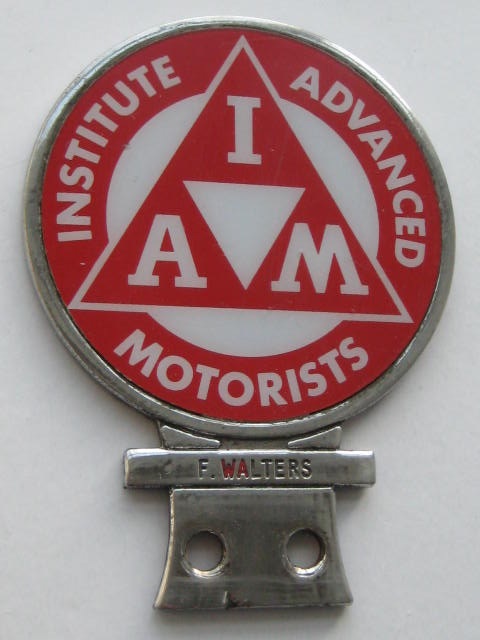 Click the image for more info INSTITUTE ADVANCED MOTORISTS CAR BADGE INSTITUTE