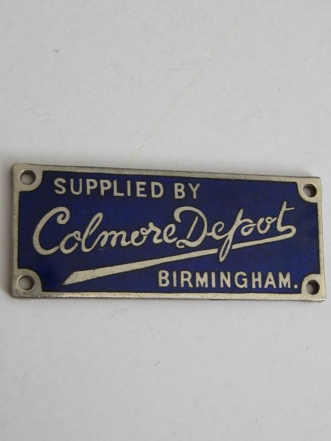 Click the image for more info COLMORE DEPOT, BIRMINGHAM DEALER PLAQUE / BADGE COLMORE