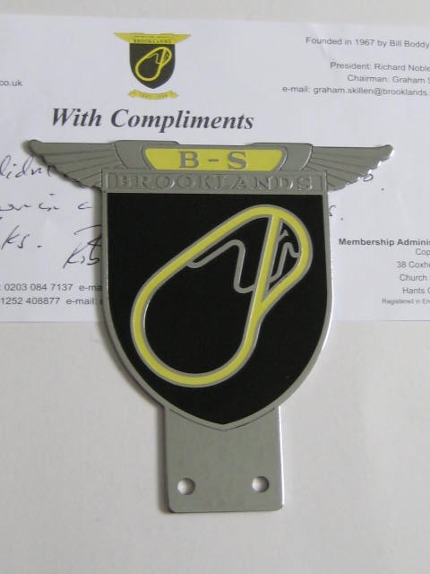 Click the image for more info BROOKLANDS SOCIETY CAR BADGE BROOKLANDS